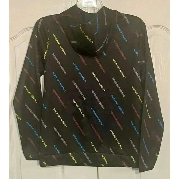 Under Armour ColdGear Pullover Fleece Hoodie Logo Pattern With Pocket Youth XL - Picture 2 of 5